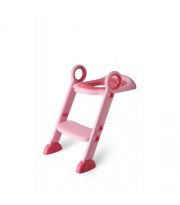Детское сидение с лесенкой на унитаз с полиуретановым кольцом, розовый Babyhood BH-122