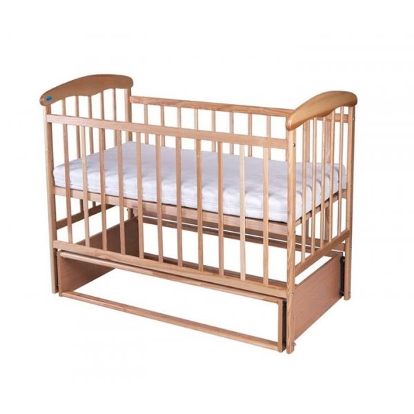 Кроватка для новорожденных Наталка с маятниковым механизмом (без ящика), цвет светлый