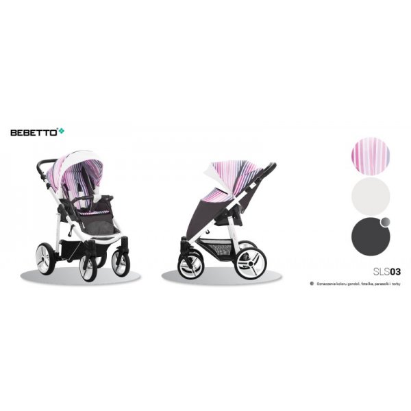 Прогулочная коляска Bebetto NICO (SLS03) серый/розовый