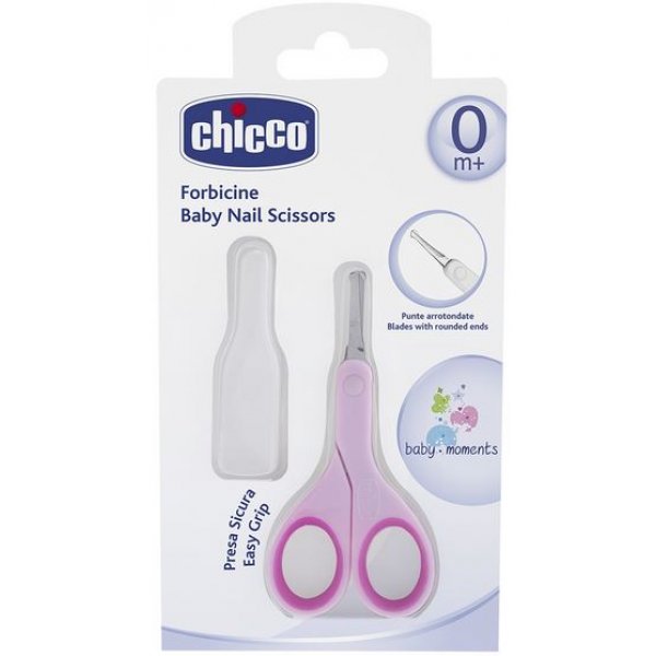Ножнички Chicco детские с колпачком, розовый, 0м+
