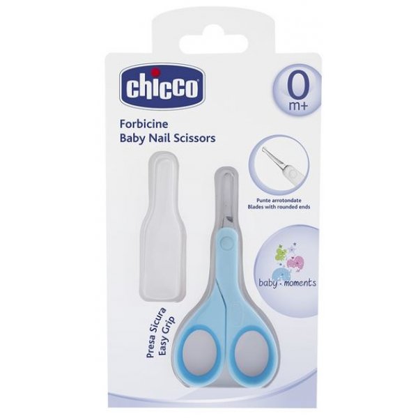 Ножнички Chicco детские с колпачком, голубой, 0м+