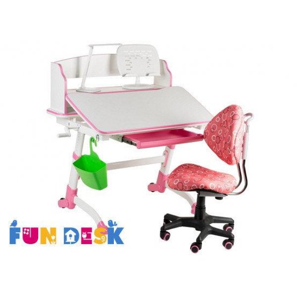 Детская растущая парта для дома FunDesk Volare II Pink + Детское кресло SST5 Pink