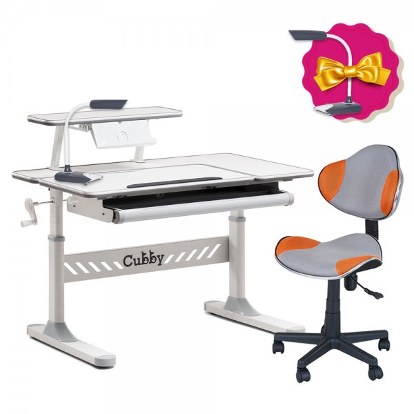 Комплект для подростка парта-трансформер Cubby Tulipa Grey + кресло FunDesk LST3 Orange-Grey