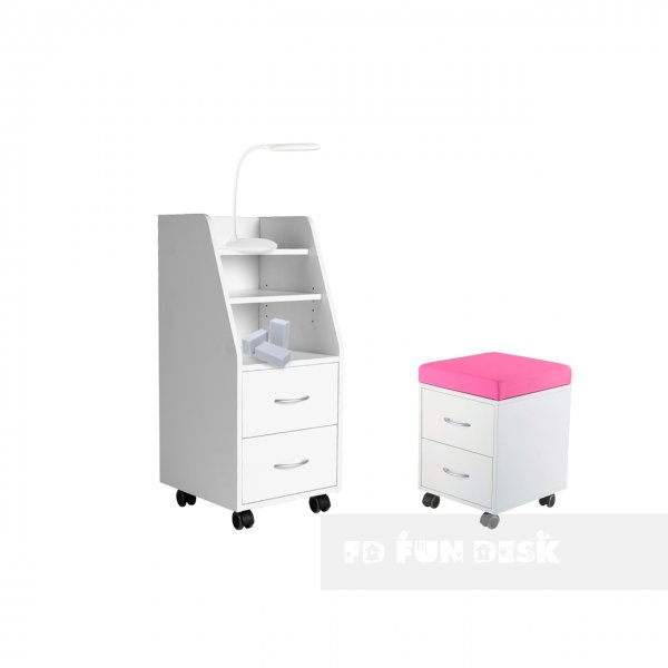 Комплект шафа для зберігання SS15 White + дитяча тумбочка SS15W Pink FunDesk