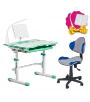 Комплект для школьника растущая парта Cubby Fressia Green + детский стул FunDesk LST3 Blue-Grey