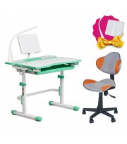 Комплект для школьника растущая парта Cubby Fressia Green + детский стул FunDesk LST3 Orange-Grey