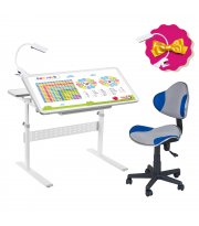 Комплект парта FunDesk Colore Grey + детское компьютерное кресло FunDesk LST3 Blue-Grey