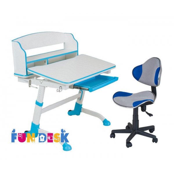 Детская растущая парта для дома FunDesk Volare II Blue + Детское кресло LST3