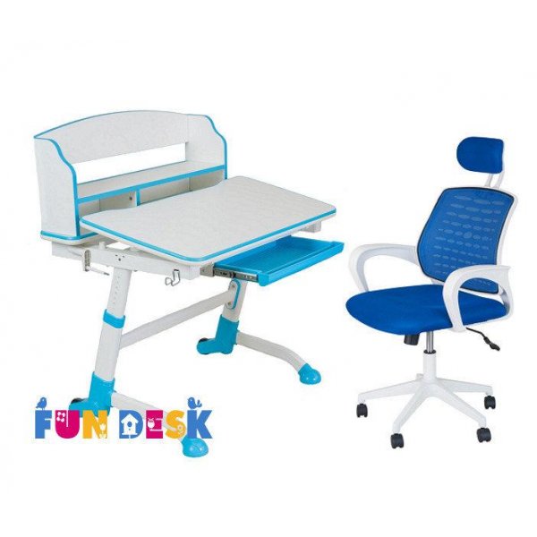 Детская парта-трансформер для школьника FunDesk Volare II Blue + Детское кресло LST5 Blue