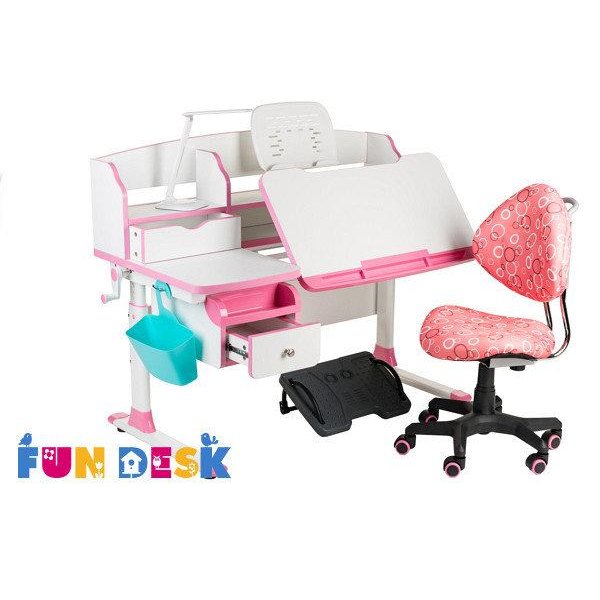 Растущая парта для школьника FunDesk Sognare Pink + детское кресло SST5 Pink