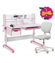 Комплект для девочки стол-трансформер Libro Pink + эргономичное кресло Fundesk Buono Grey