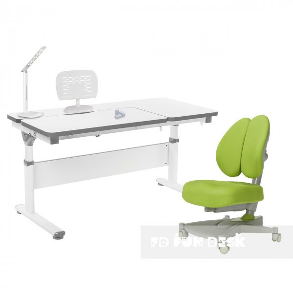 Комплект парта Creare Grey + детское ортопедическое кресло Contento Green FunDesk