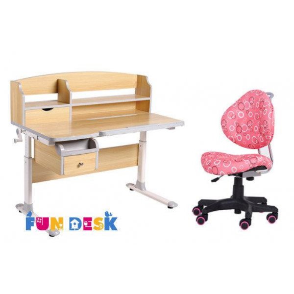 Стіл-трансформер FunDesk Sognare Grey + дитяче крісло SST5 Pink