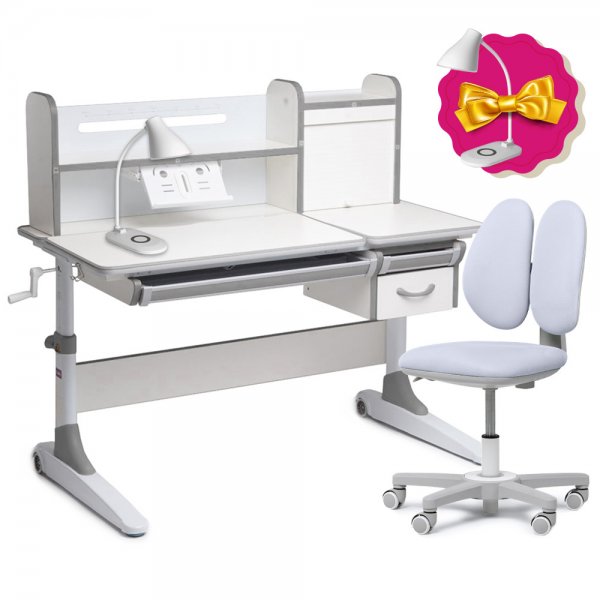Детский комплект стол-трансформер Cubby Ginepro Grey + эргономичное кресло Fundesk Mente Grey