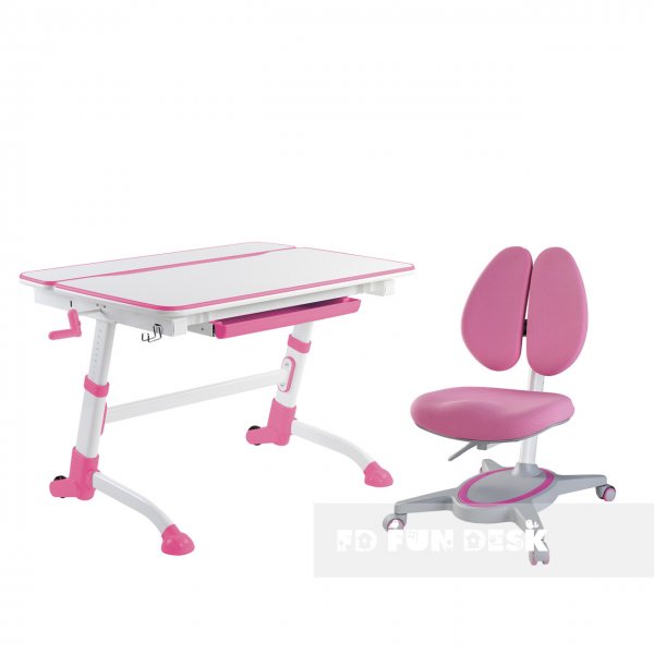 Регулируемая парта FunDesk Volare Pink + Детское ортопедическое кресло Primavera II Pink