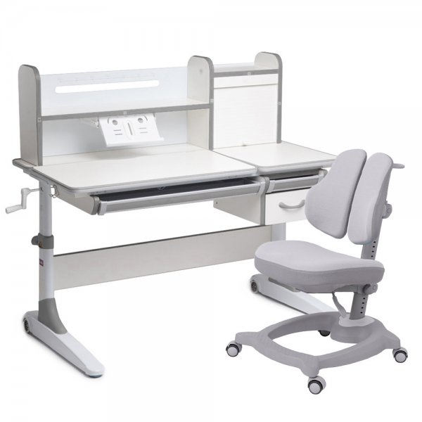 Дитячий комплект стіл-трансформер Cubby Ginepro Grey + ергономічне крісло FunDesk Diverso Grey