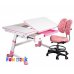 Растущая парта-трансформер FunDesk Amare Pink с выдвижным ящиком + Детское кресло SST6 Pink