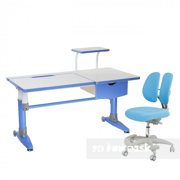 Комплект подростковая парта для школы Ballare Blue + ортопедическое кресло Primo Blue FunDesk