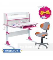 Комплект для девочки растущая парта для школьников Cubby Nerine Pink + кресло FunDesk LST3 Orange-Grey