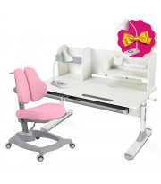 Комплект парта для школьников Cubby Iris Grey + эргономичное кресло FunDesk Diverso Pink
