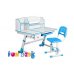 Регульована парта FunDesk Amare II Blue з висувною скринькою + Дитячий стілець SST3 Blue
