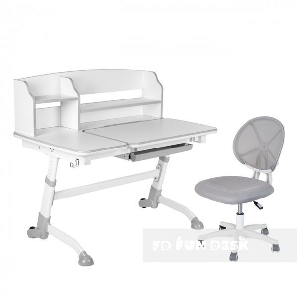 Комплект підліткова парта Amare II Grey + підліткове крісло для дому LST1 Grey FunDesk
