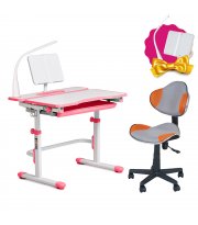 Комплект для девочки растущая парта Cubby Fressia Pink + компьютерное кресло FunDesk LST3 Orange-Grey