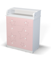 Комод-пеленатор с фрезеровкой звездочек светло-розовый