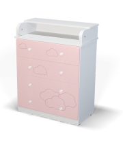 Комод-пеленатор с фрезеровкой облачков светло-розовый