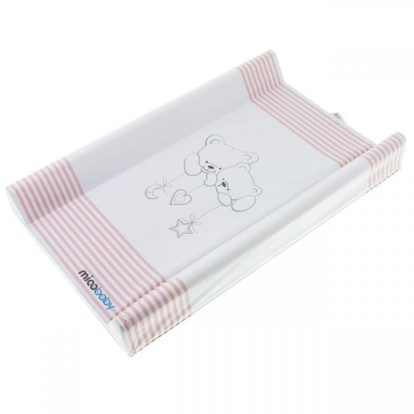 Пеленальный матрац Mioobaby детский большой (жесткий), Cuddle Bears pink stripes