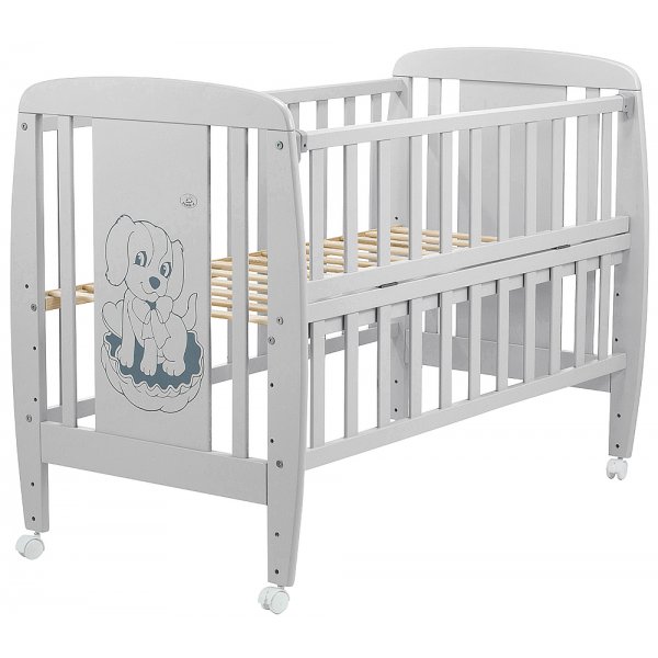 Ліжко Babyroom Собачка відкидний бік, колеса DSO-01 бук сірий