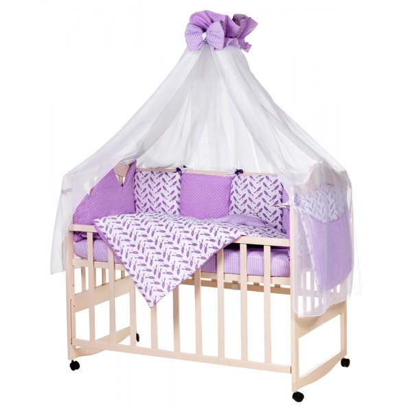 Дитяче ліжко Babyroom Bortiki lux-08 bird бузковий - білий