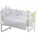 Детская постель Babyroom Classic Bortiki-01 (6 элементов) желтый-белый (лиса, енот)
