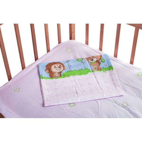 Ліжко Qvatro змінний комплект LUX рожева (їжачок, білка та ведмедик)
