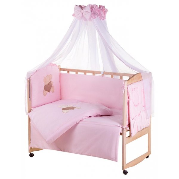 Детская постель Qvatro Gold AG-08 апликация Розовый (мишка сидит с сердцем)