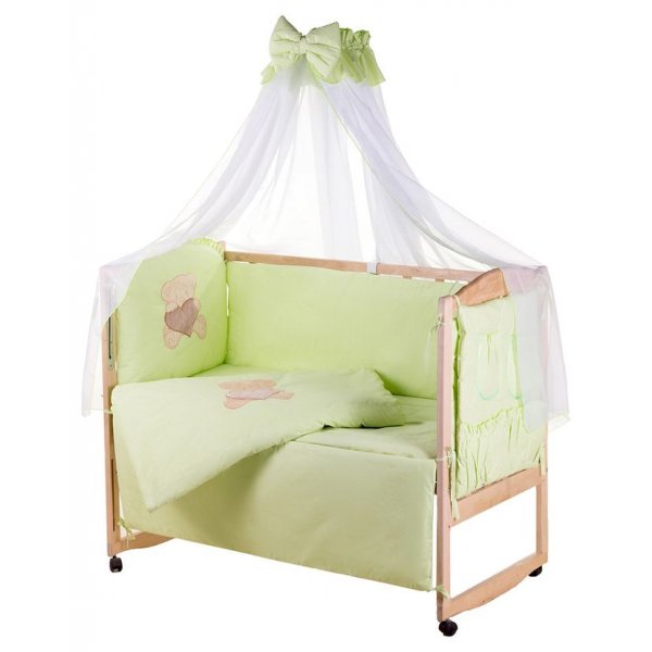 Дитяче ліжко Qvatro Gold AG-08 аплікація Салатовий (ведмедик сидить із серцем)