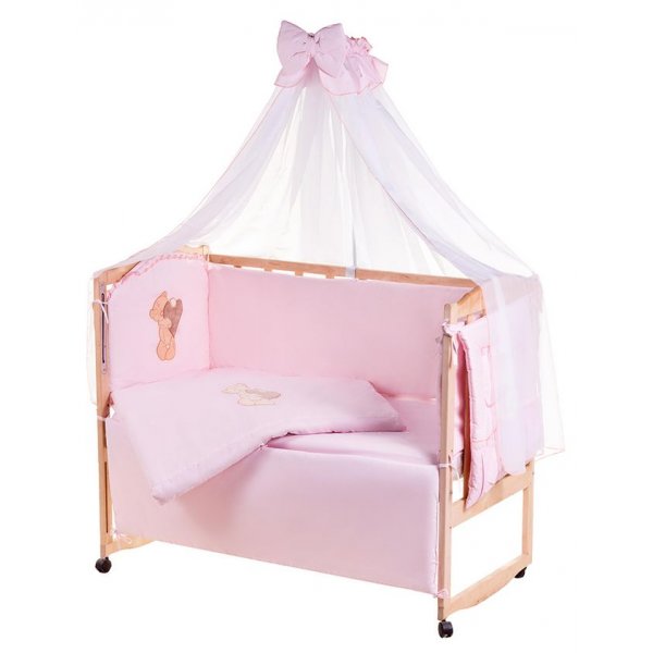 Детская постель Qvatro Ellite AE-08 апликация Розовый (мишка стоит с сердцем)