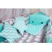 Детская постель Babyroom Bortiki lux-08 elephant бирюзовый-серый