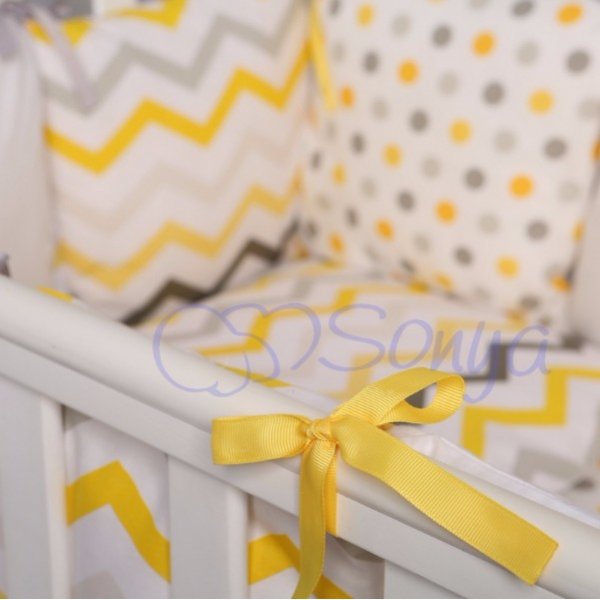 Бортики Baby Design Серо-желтые зигзаги