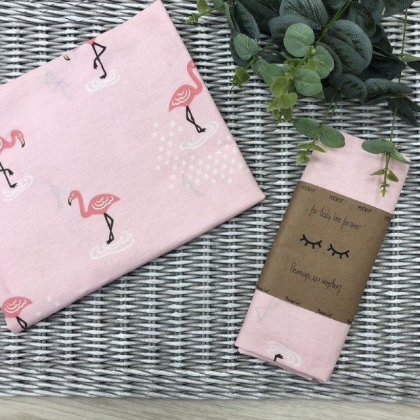 Пеленка бязь Фламинго на розовом