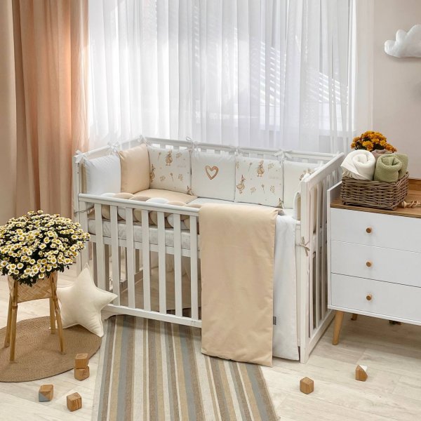 Комплект постельного белья для новорождённого Гусики, цвет бежевый