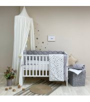 Комплект постельного белья для новорождённого Baby Mix Веточки, цвет серый