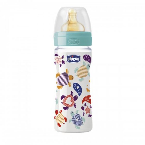 Бутылочка для кормления без BPA Chicco, 250 мл прозрачная с голубым (70705.00.04)