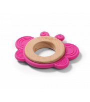 Прорізувач для зубів дерев'янно-силиконовий "Метелик" (Рожевий)