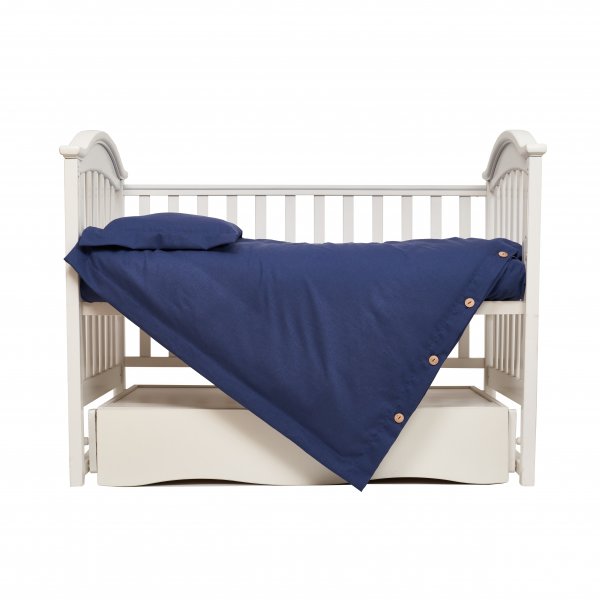Змінне ліжко 3 ел. Twins Linen, dark blue, синій