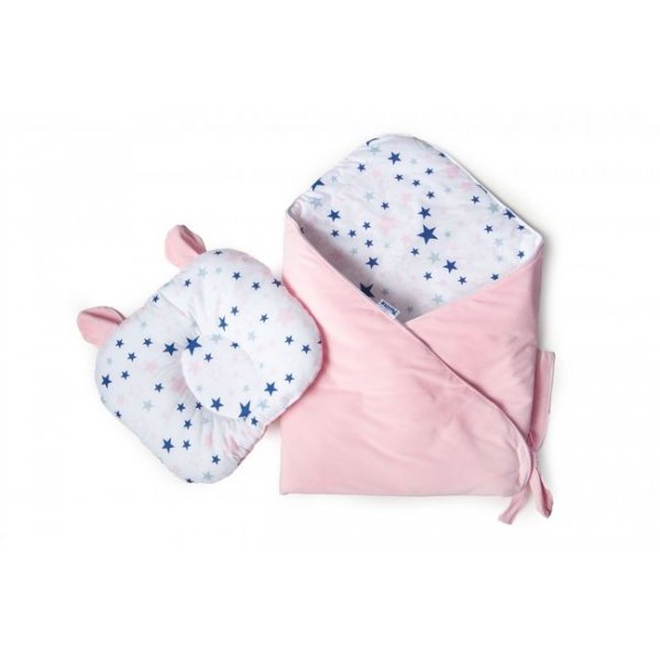 Набор конверт - плед и подушка Twins Bear pink
