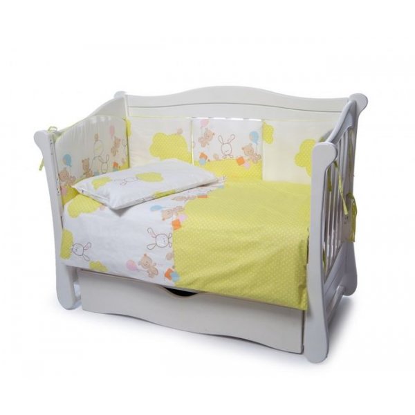 Детская постель Twins Comfort 4 элемента бампер подушки Горошки зеленый