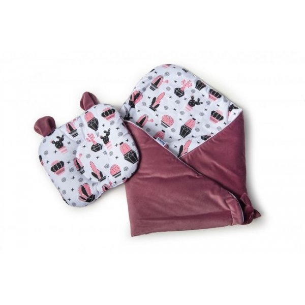 Набор конверт - плед и подушка Twins Bear purpur