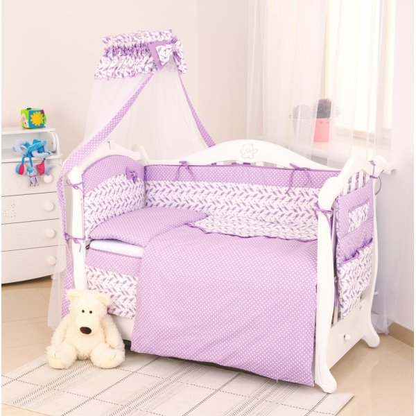 Бампер в дитяче ліжечко Twins Premium Пташки 2023-P-11 fiolet, фіолетовий