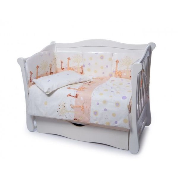 Детская постель Twins Comfort 4 элемента бампер подушки Жирафы